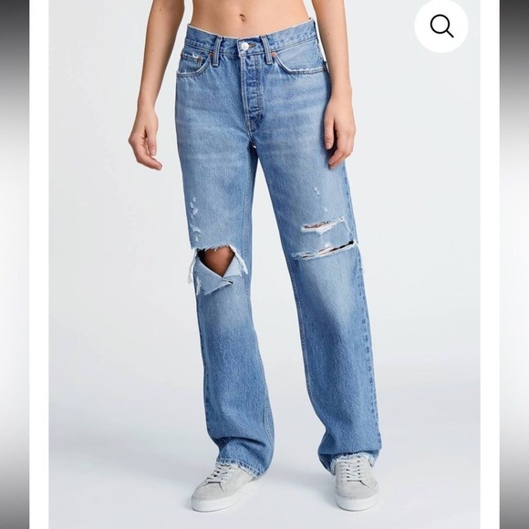 RE/DONE 90s Comfy Jean - Sunfaded Destroy Women's Size 26 Distressed NWT Revolve - Picture 3 of 14